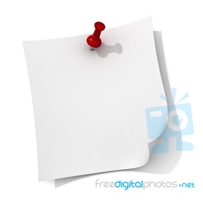 White Note With Red Pin Stock Image