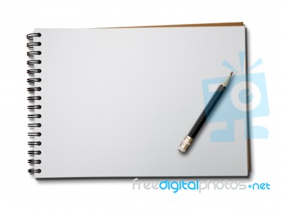 White Paper Notebook Horizontal Stock Photo