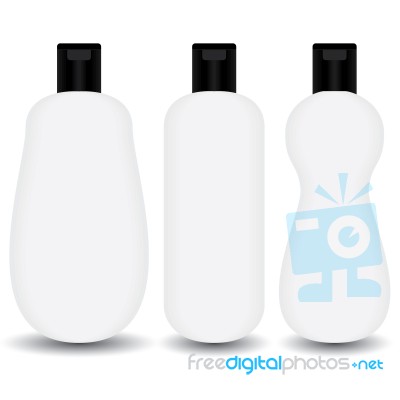 White Plastic Shampoo, Lotion Bottle Cosmetic Package On White Background Stock Image