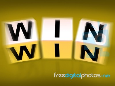 Win Blocks Displays Success Triumphant And Winning Stock Image