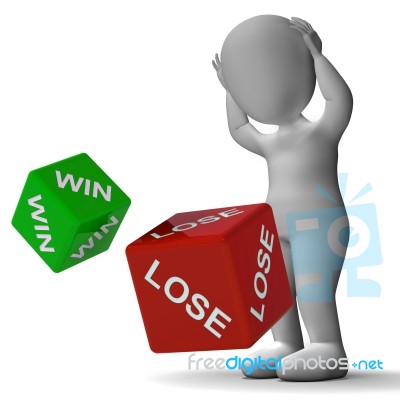 Win Lose Dice Showing Gambling Stock Image