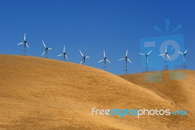 Wind Power Hill Stock Photo