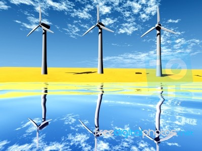 Wind Turbine On Desert Stock Image