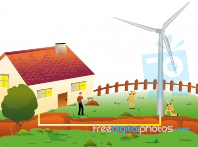 Windmill For House Stock Image