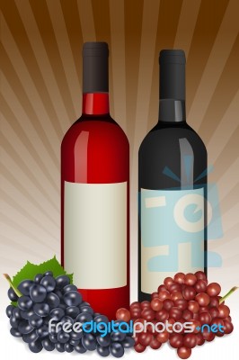 Wine Bottles With Grapes Stock Image