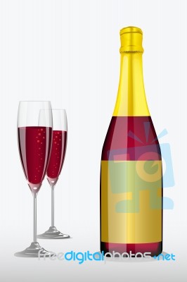 Wine Glasses With Bottle Stock Image