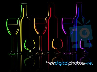 Wine Glasses With Bottle Stock Image