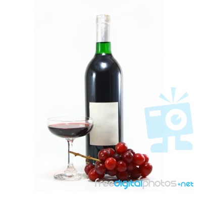 Wine With Grapes Stock Photo