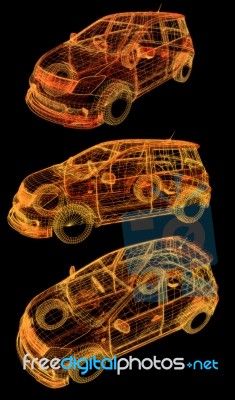 Wireframe Of Car Stock Image
