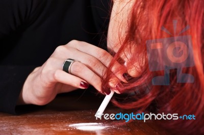 Woman And Drugs Stock Photo