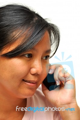 Woman Asia On Phone Stock Photo