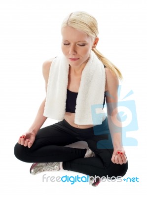 Woman Doing Meditation Stock Photo