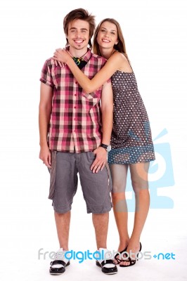 Woman Embracing Her Beloved Stock Photo