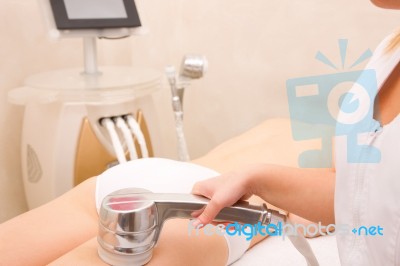 Woman Getting Light Pulsed Hair Removal Treatment Stock Photo