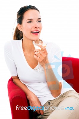 Woman Holding Cocktail Glass Stock Photo