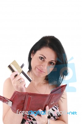 Woman Holding Credit Cards Stock Photo