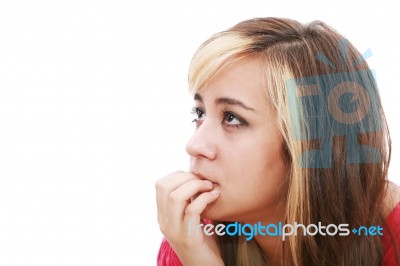 Woman In Doubt Stock Photo