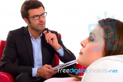 Woman In Therapy Stock Photo