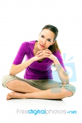 Woman Is Sitting Stock Photo
