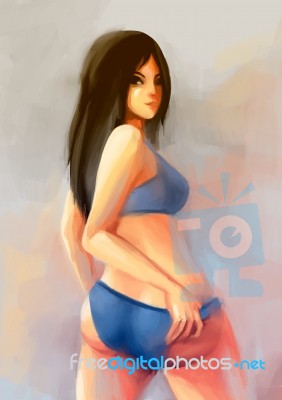 Woman Painting Bikini Stock Image
