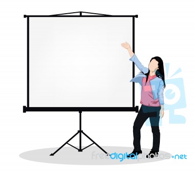 Woman Present Projector Stock Image