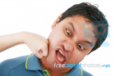 Woman Punching Young Man Stock Photo