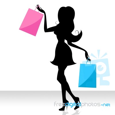Woman Shopping Means Commercial Activity And Adult Stock Image