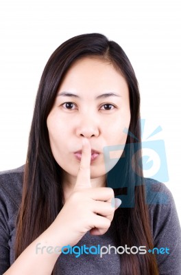 Woman Showing Silence Stock Photo