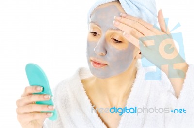 Woman With Beauty Mask Stock Photo