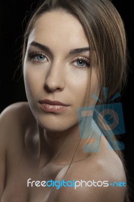 Woman With Blue Eyes Stock Photo