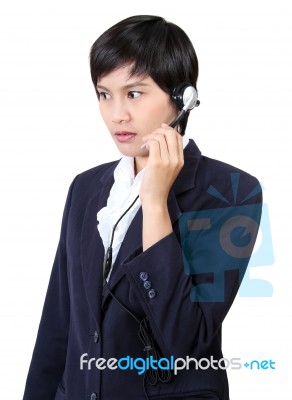 Woman With Headphones Stock Photo