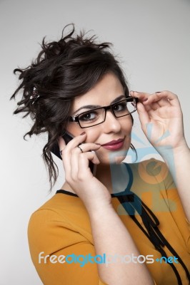 Woman With Mobile Phone Stock Photo