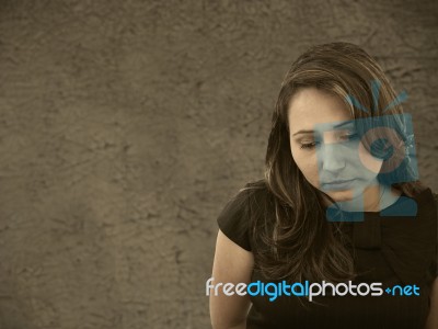 Woman With Sad Expression Stock Photo