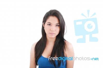 Woman With Serious Face Stock Photo