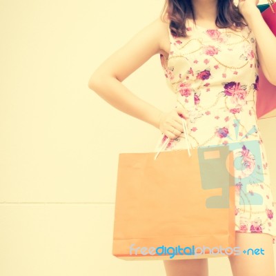 Woman With Shopping Bags Stock Photo