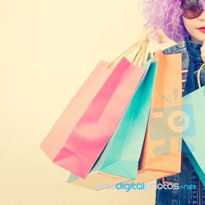 Woman With Shopping Bags Stock Photo
