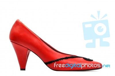 Womans Red Shoe Stock Photo