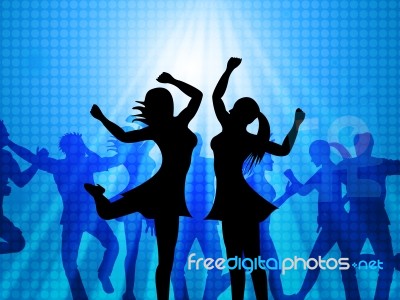 Women Dancing Represents Disco Music And Adults Stock Image