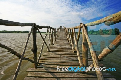 Wood Bridge Stock Photo