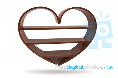 Wood Heart Bookshelf Stock Photo