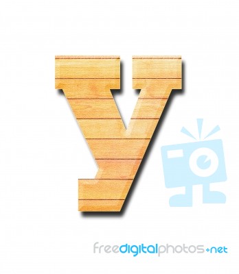 Wooden Alphabet Letter With Drop Shadow On White Background, Y Stock Photo