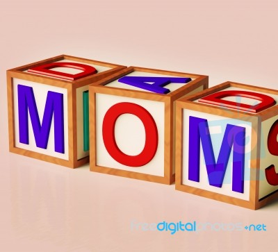 Wooden Block With Mom Text Stock Image