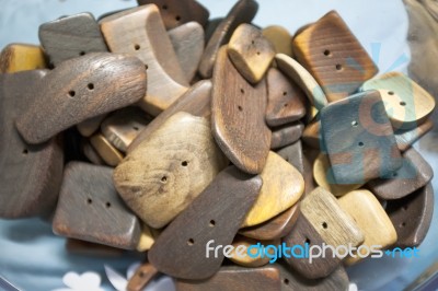 Wooden Buttons Stock Photo