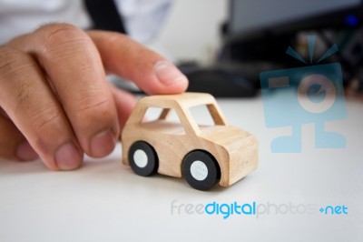 Wooden Car On A Table Stock Photo