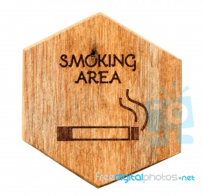 Wooden Designated Smoking Area Sign Stock Photo