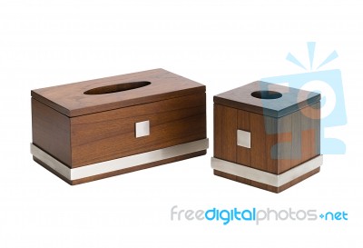 Wooden Tissue Boxes Stock Photo