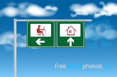 Work And Home Sign Stock Image