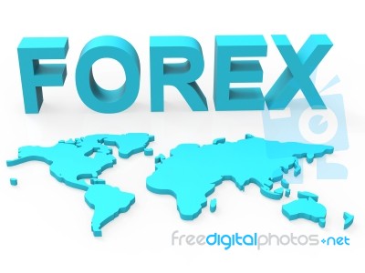 World Forex Indicates Worldwide Trading And Currency Stock Image