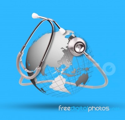World Health And Stethoscope Stock Image