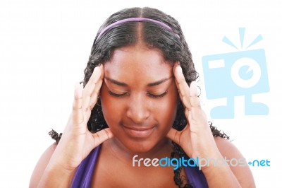 Worried Teenage Girl With Headache  Stock Photo